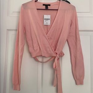Forever 21 pink wrap around crop top